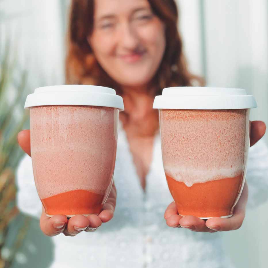 Desert Ochre Ceramic Travel Cup - Image 3